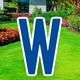 Royal Blue Letter (W) Corrugated Plastic Yard Sign, 30in